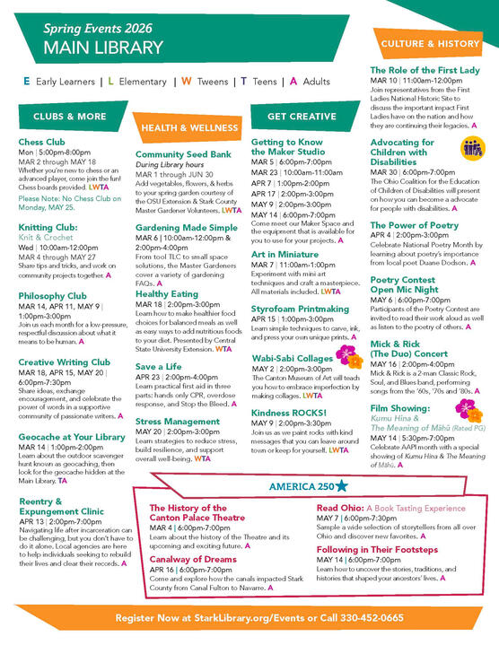 Main Library Spring 2026 Branch Sheet - Adults Main Library Spring 2026 Branch Sheet - Adults