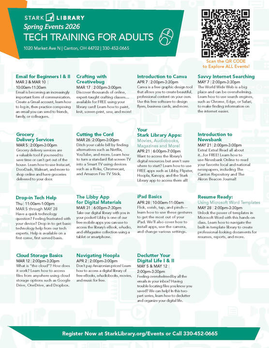 Main Library Spring 2026 Branch Sheet - Tech Training Main Library Spring 2026 Branch Sheet - Tech Training