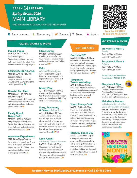 Main Library Spring 2026 Branch Sheet - Children & Teens Main Library Spring 2026 Branch Sheet - Children & Teens